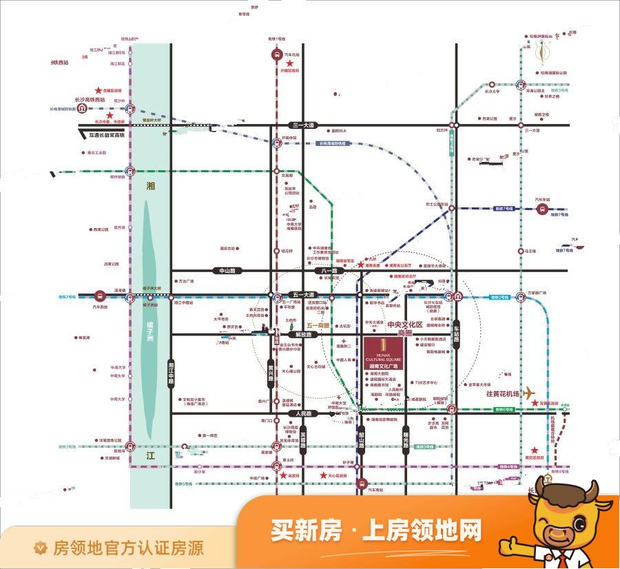 湖南文化广场位置交通图1