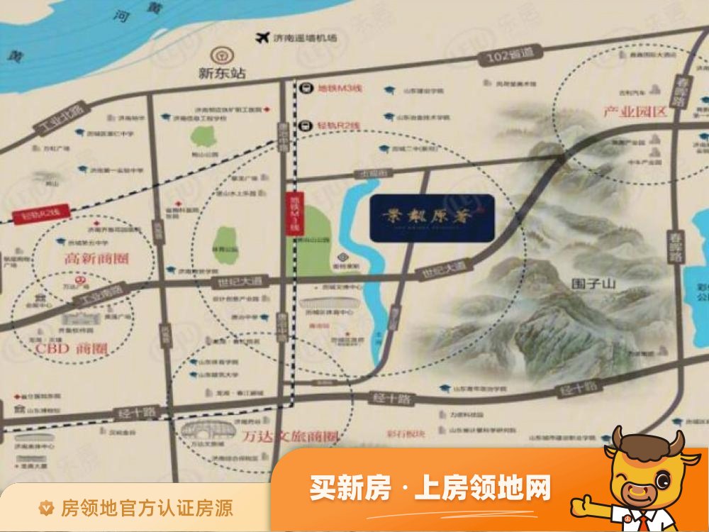济南龙湖景粼原著位置交通图1