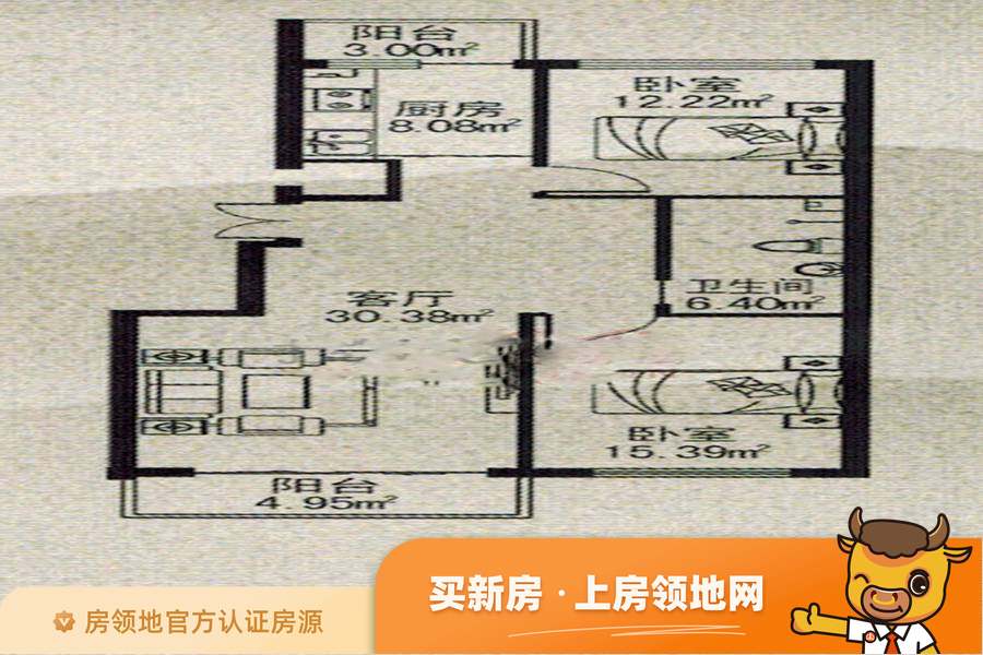 利鑫书香苑户型图2室1厅1卫