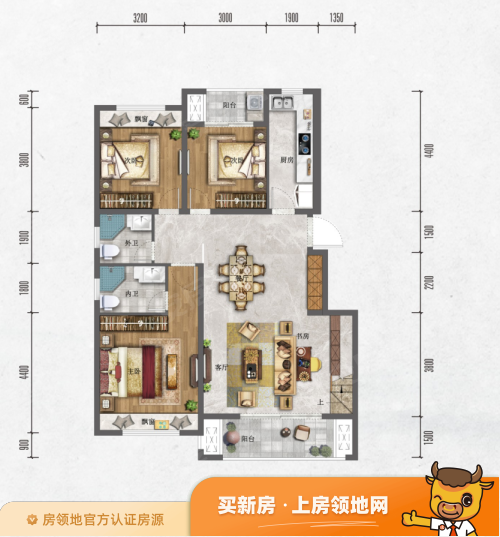 中洲翡翠城户型图3室2厅2卫