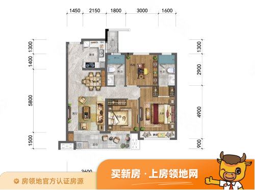 中洲翡翠城户型图3室2厅2卫