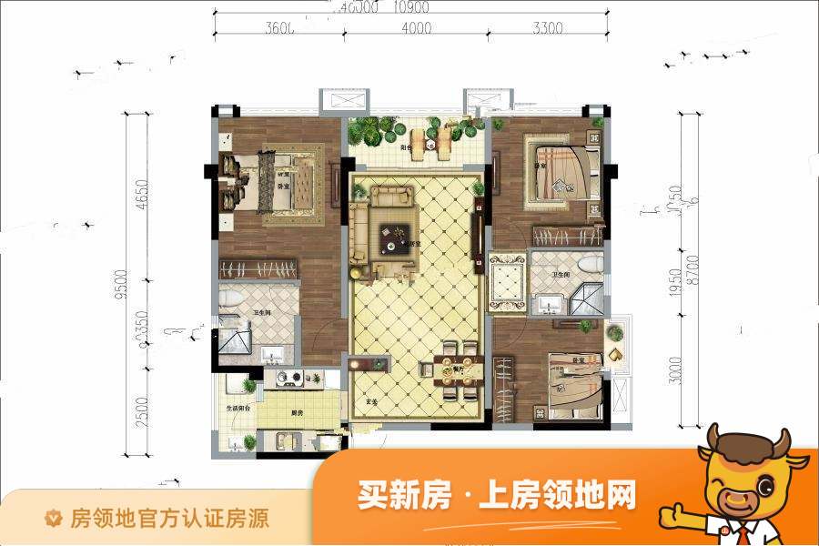 中国铁建北湖国际城户型图3室2厅2卫