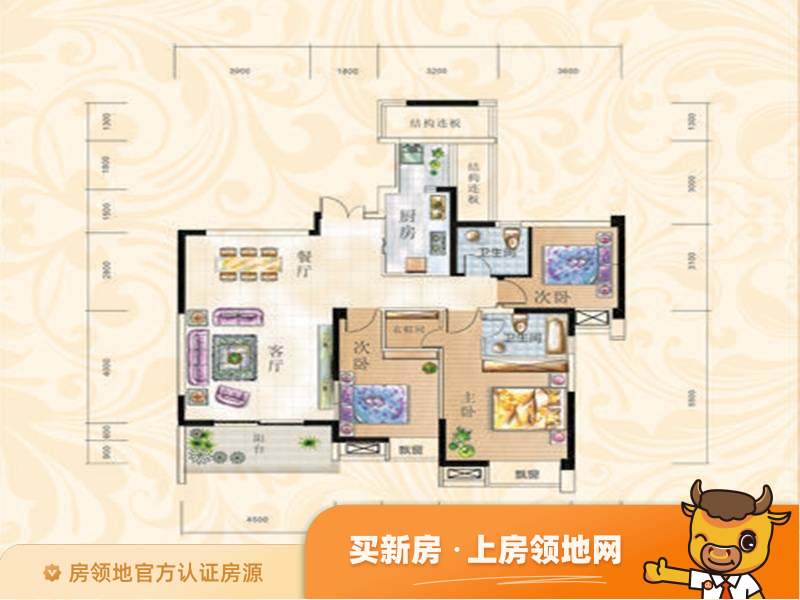 华夏上海城户型图3室2厅2卫
