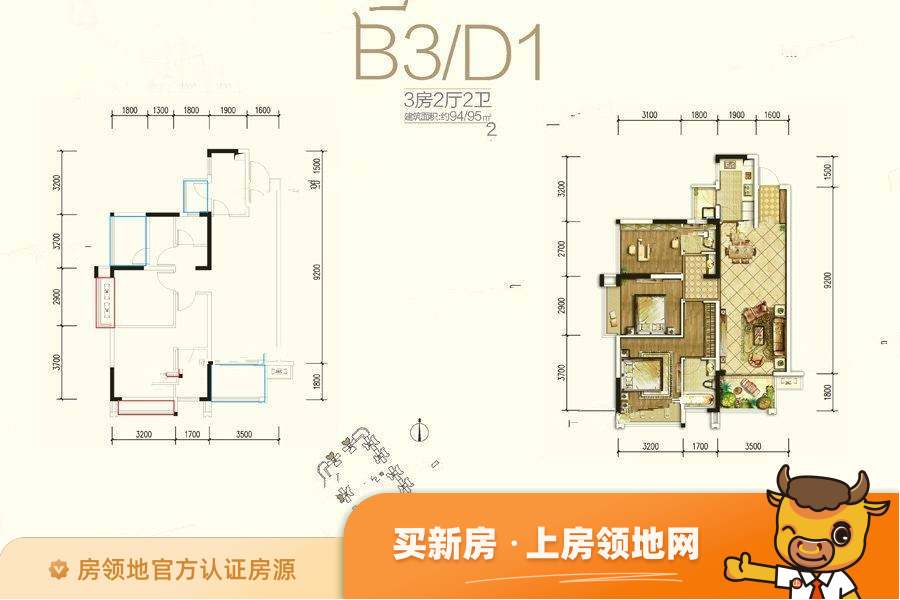 北京城建龙樾熙城户型图3室2厅2卫