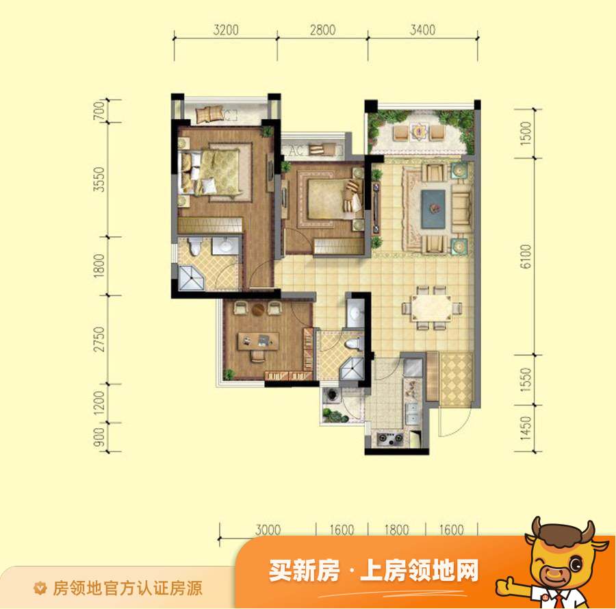 北京城建龙樾熙城户型图3室2厅2卫
