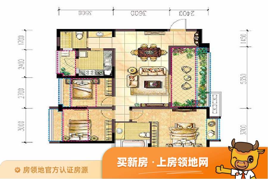 北京城建龙樾荟户型图3室2厅2卫