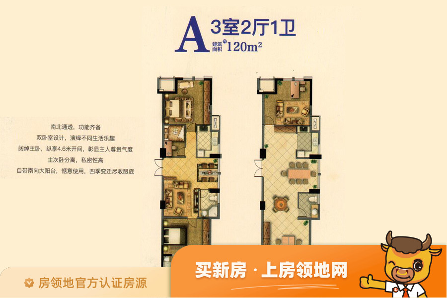 景荟凤凰公寓户型图3室2厅1卫