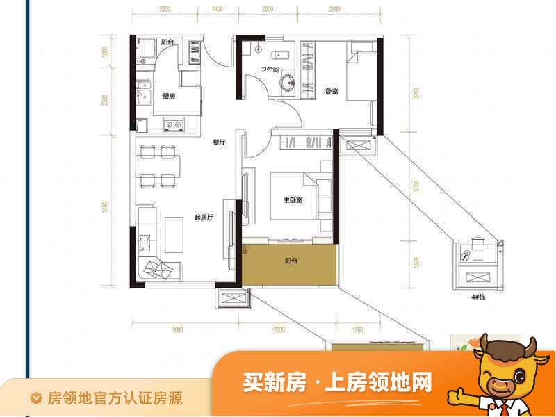 中国铁建梅溪青秀（住宅）户型图2室2厅1卫