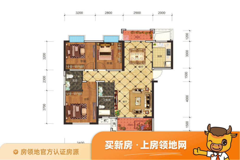 中国铁建18公馆（住宅）户型图3室2厅2卫