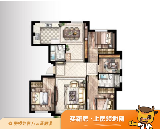 中国锦园户型图4室2厅1卫