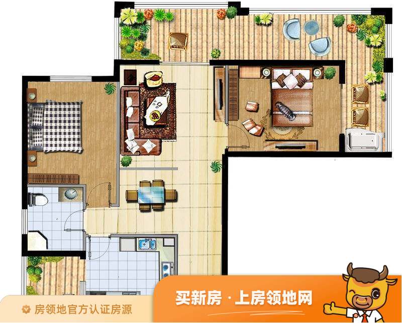 中海锦城国际户型图2室2厅1卫