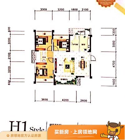 越地香港花园户型图3室2厅2卫