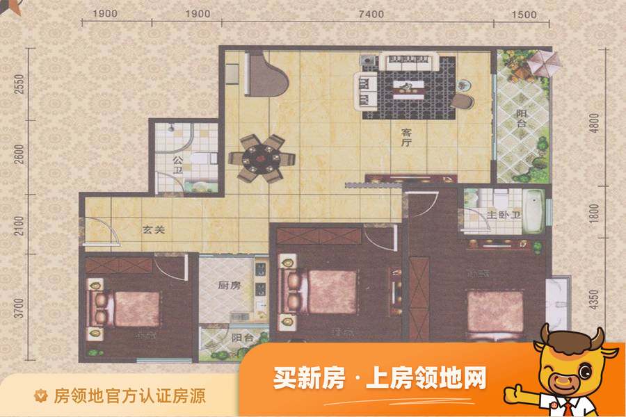 江北壹号户型图3室3厅2卫