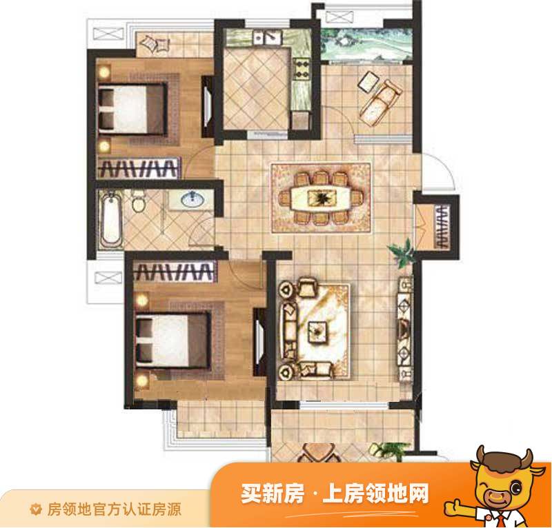 京河湾公寓户型图2室2厅1卫