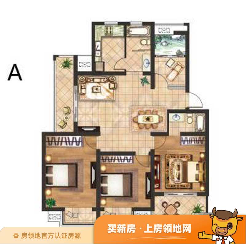 京河湾公寓户型图3室2厅2卫