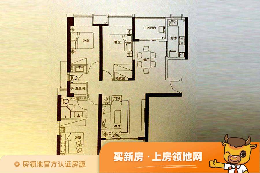 荣灿惠州中心IFC户型图3室2厅2卫