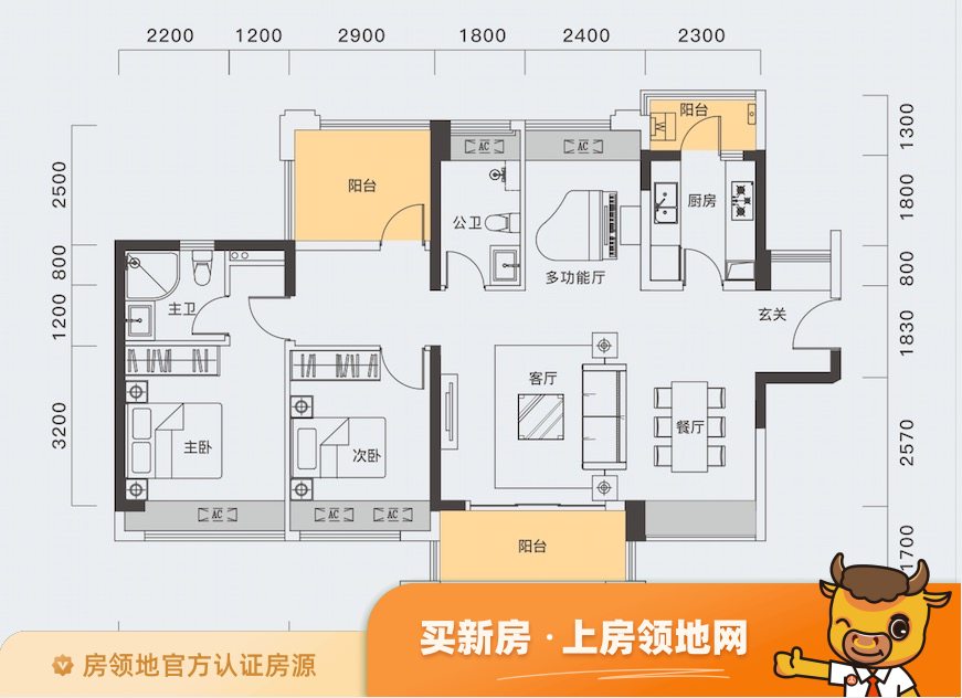 中洲半岛城邦户型图3室2厅2卫