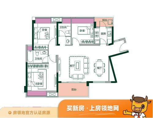 中海水岸城花园户型图3室2厅2卫