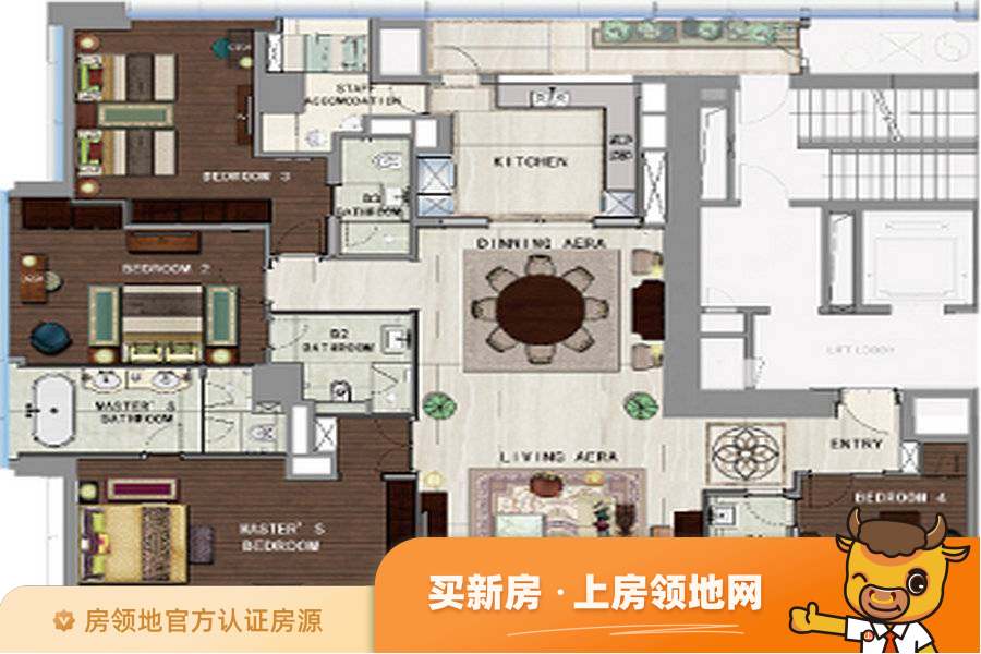 杭州高德置地广场ICON私邸户型图3室4厅5卫