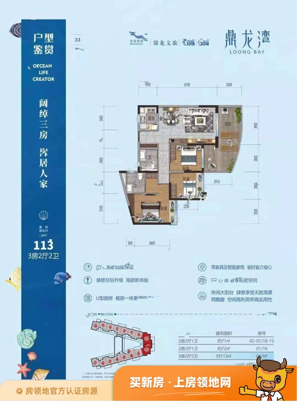 鼎龙湾国际海洋度假区户型图3室2厅1卫