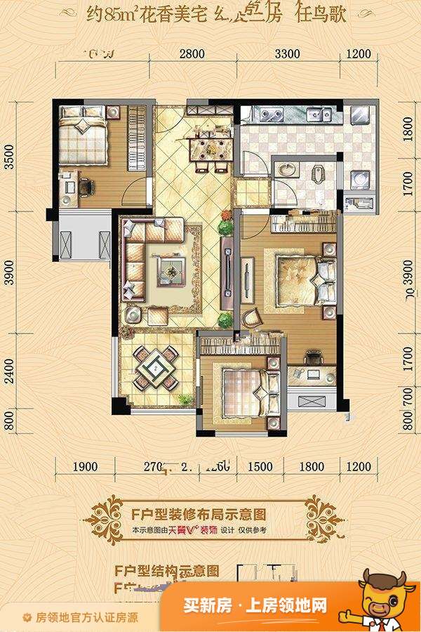 福星上江城户型图3室2厅1卫