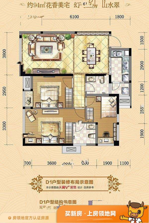 福星上江城户型图3室2厅2卫