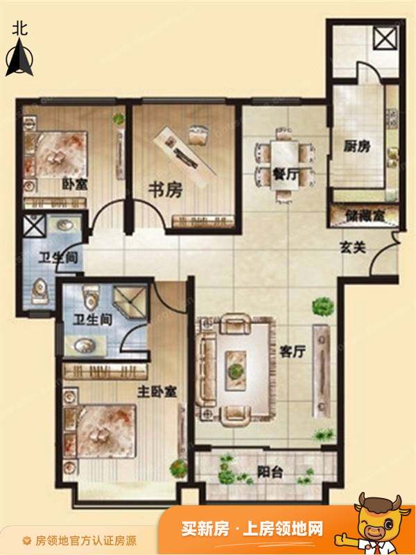 百源国际公寓户型图3室2厅2卫