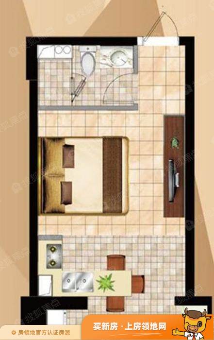 中港白金公寓户型图1室1厅1卫