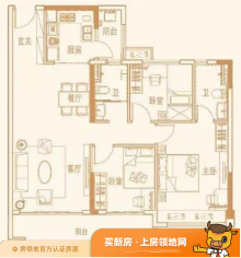 麒龙滨江境户型图3室2厅2卫