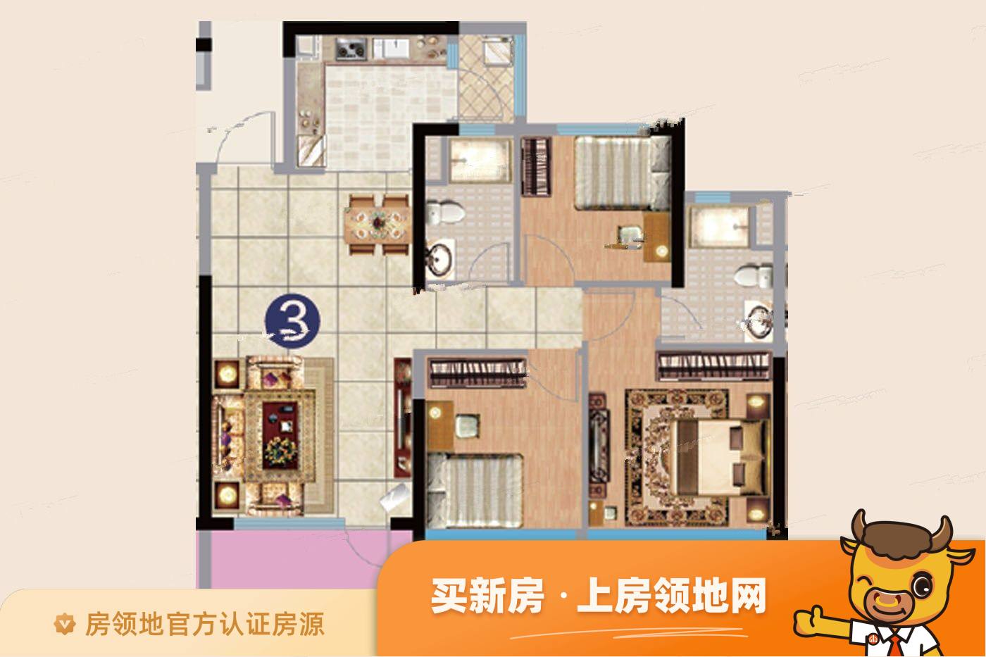 青岛恒大文化旅游城户型图3室2厅2卫