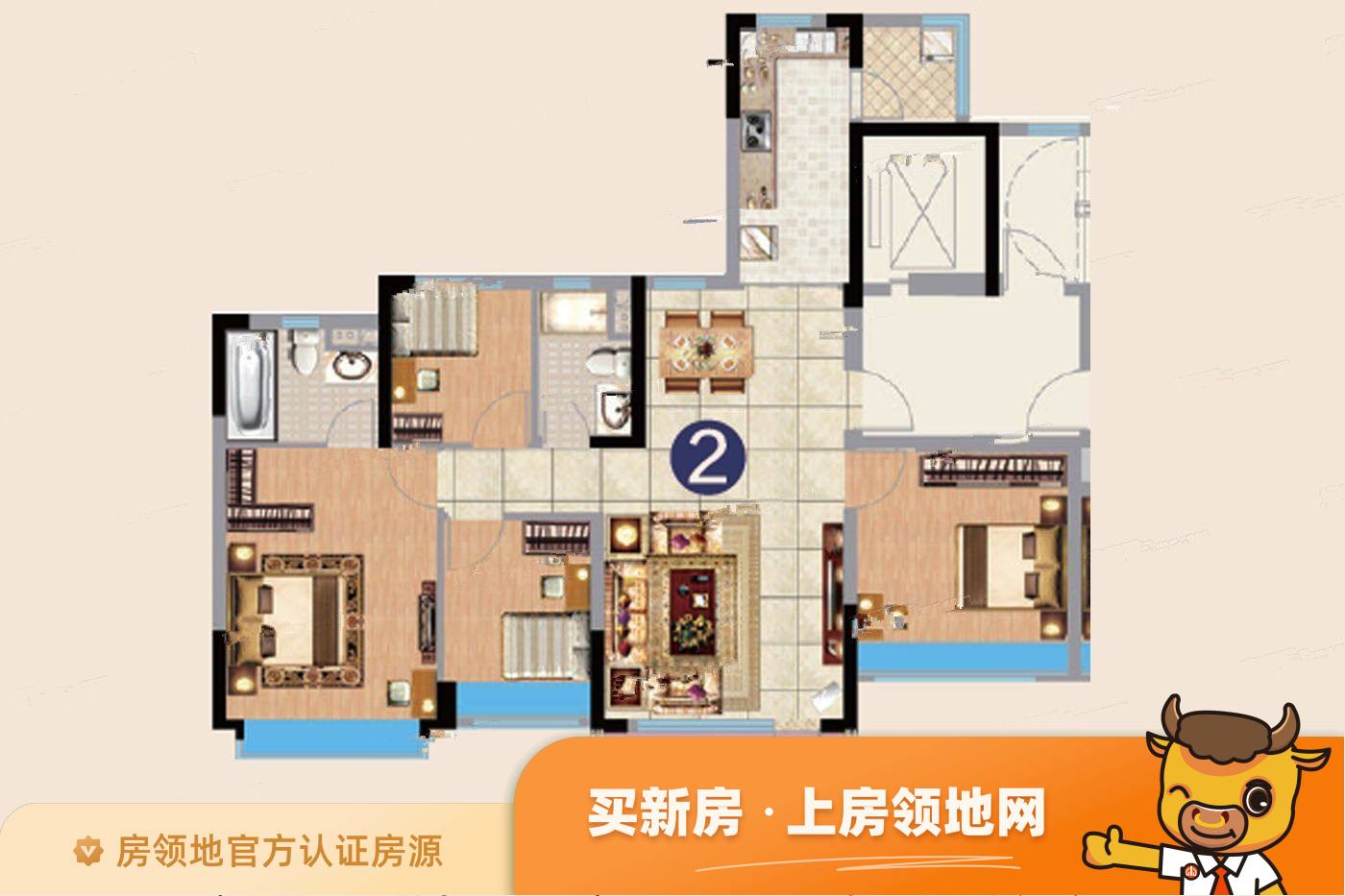 青岛恒大文化旅游城户型图4室2厅2卫