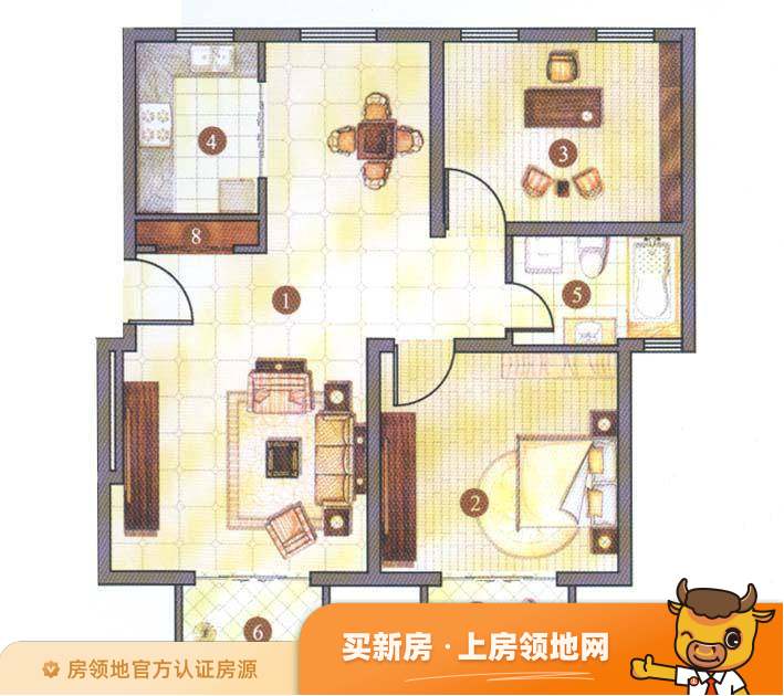 上海捷克住宅小区户型图2室2厅1卫