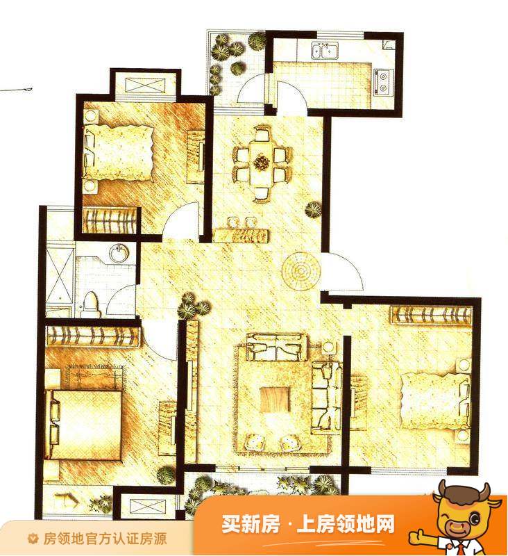 惠南一方新城户型图3室2厅1卫