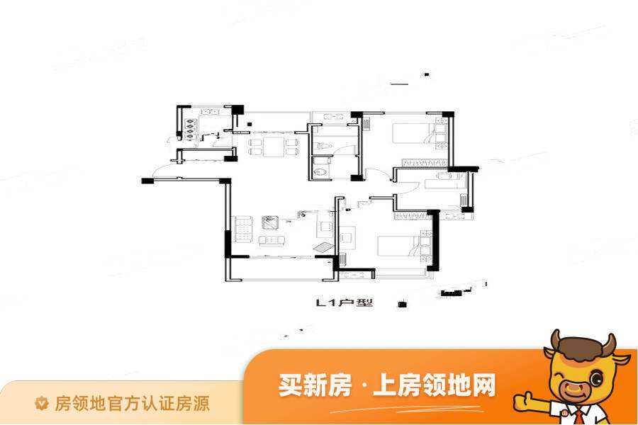 上海都市花园户型图3室2厅2卫