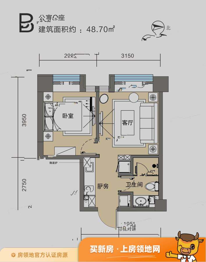 厚德锦寓户型图1室1厅1卫