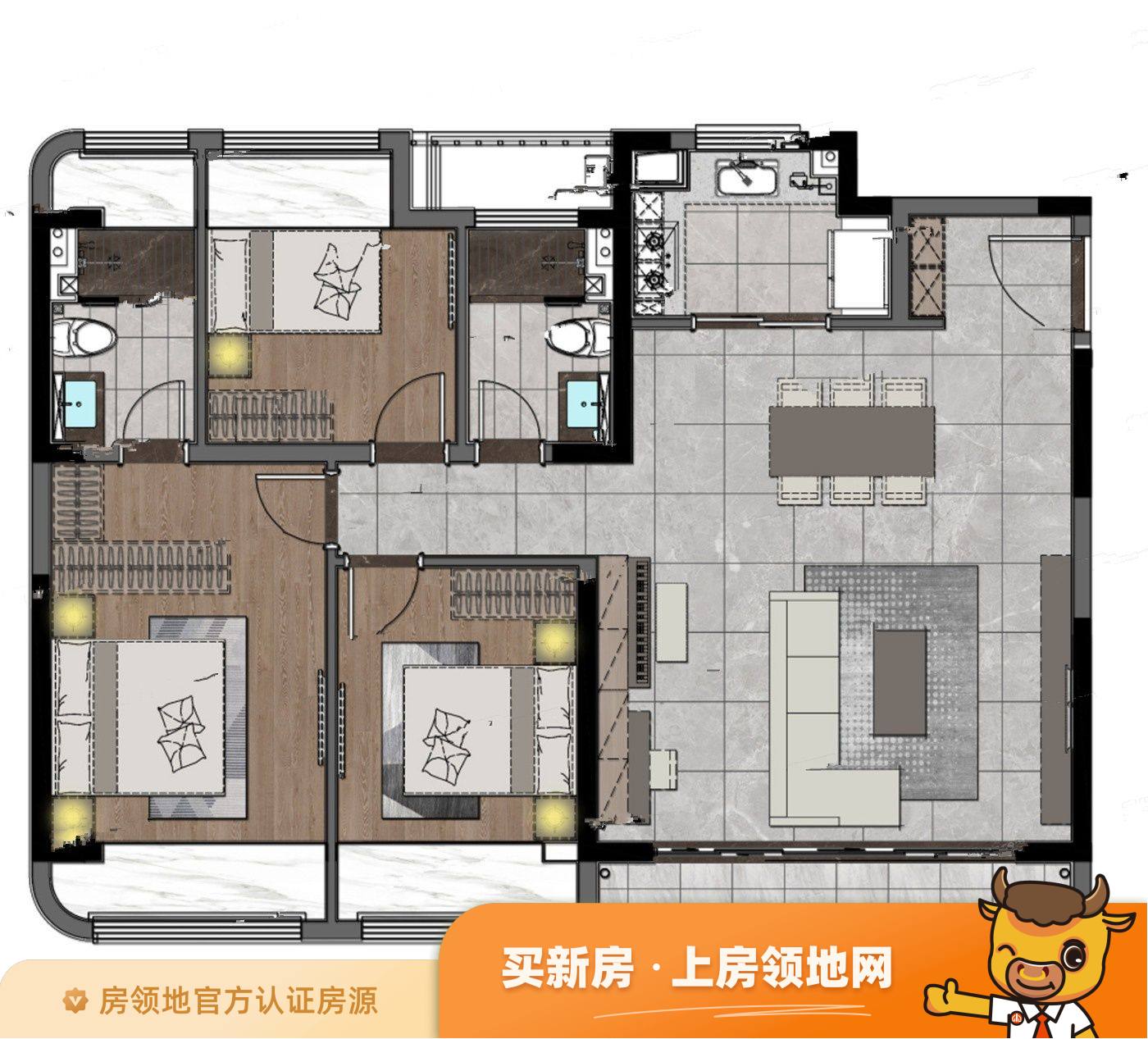 中国铁建花语天境户型图3室2厅2卫