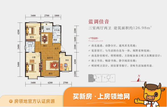 中国铁建国际城别墅户型图3室2厅2卫