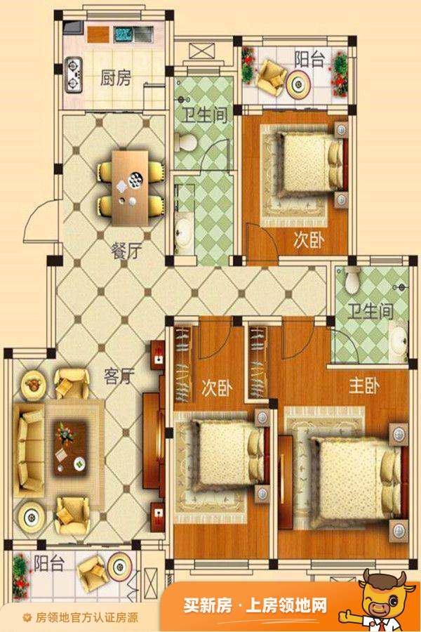 香格里拉金沙国际酒店户型图3室2厅2卫
