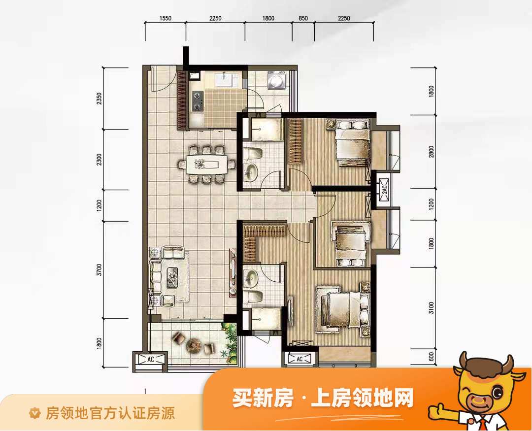 阳江城际空间站户型图3室2厅2卫