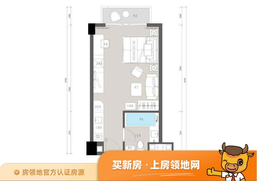 印湘江（住宅）户型图1室1厅1卫