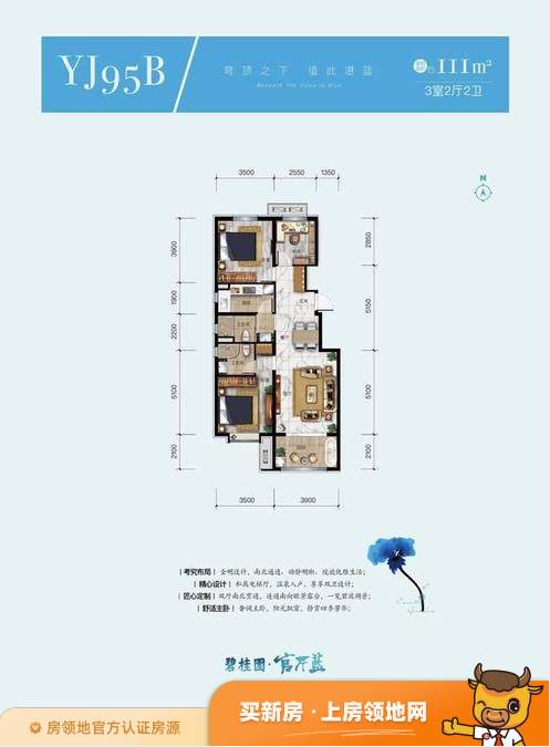 碧桂园官厅蓝户型图3室2厅2卫