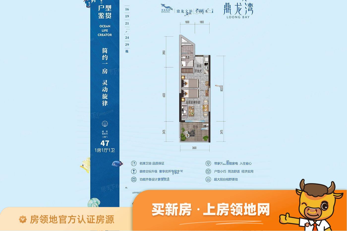 鼎龙湾国际海洋度假区户型图1室1厅1卫