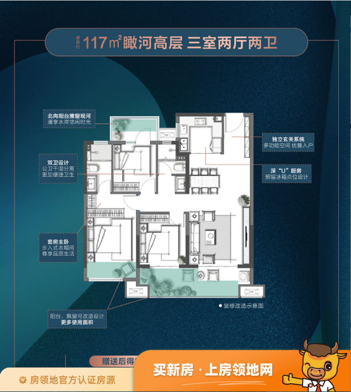 中港白金公寓户型图3室2厅2卫