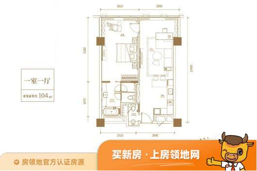 重庆ONE行政公寓户型图2室1厅1卫