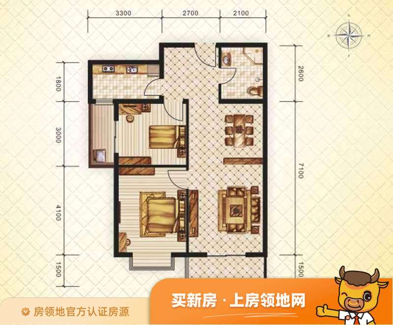 东润花园（北京新干线二期）户型图2室2厅1卫