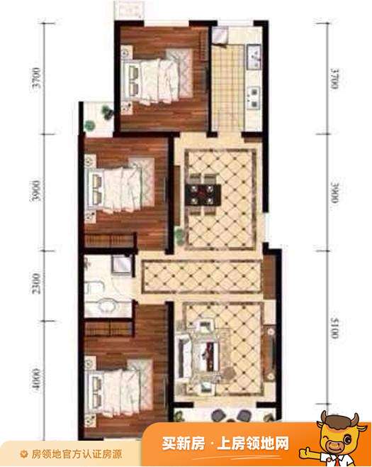 上上城青年社区二期户型图3室2厅1卫