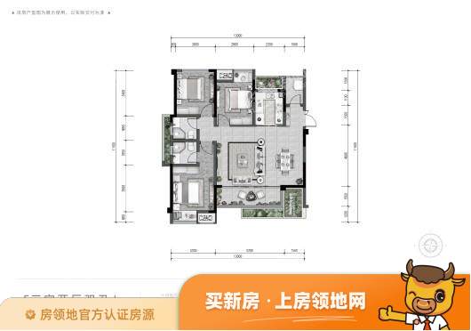 龙兴 · 国际生态新城户型图5室3厅2卫