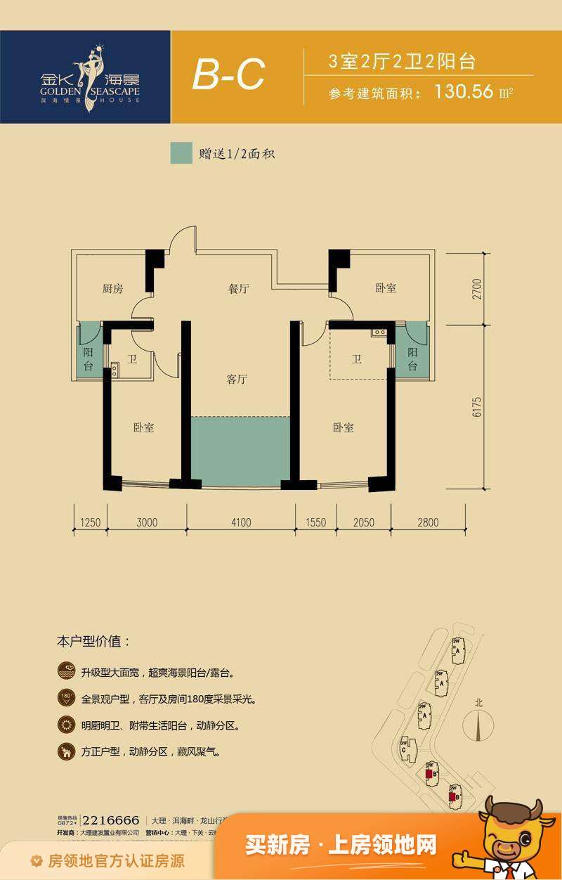 金K海景户型图1室1厅1卫