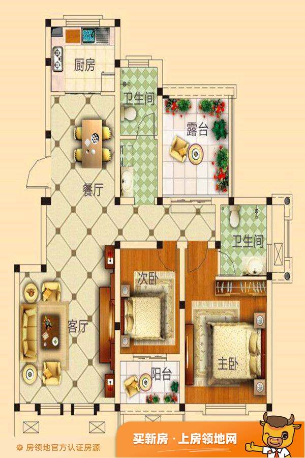 正商红河谷户型图2室2厅2卫