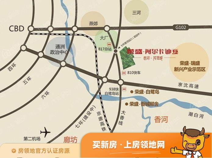 香河荣盛花语城位置交通图2